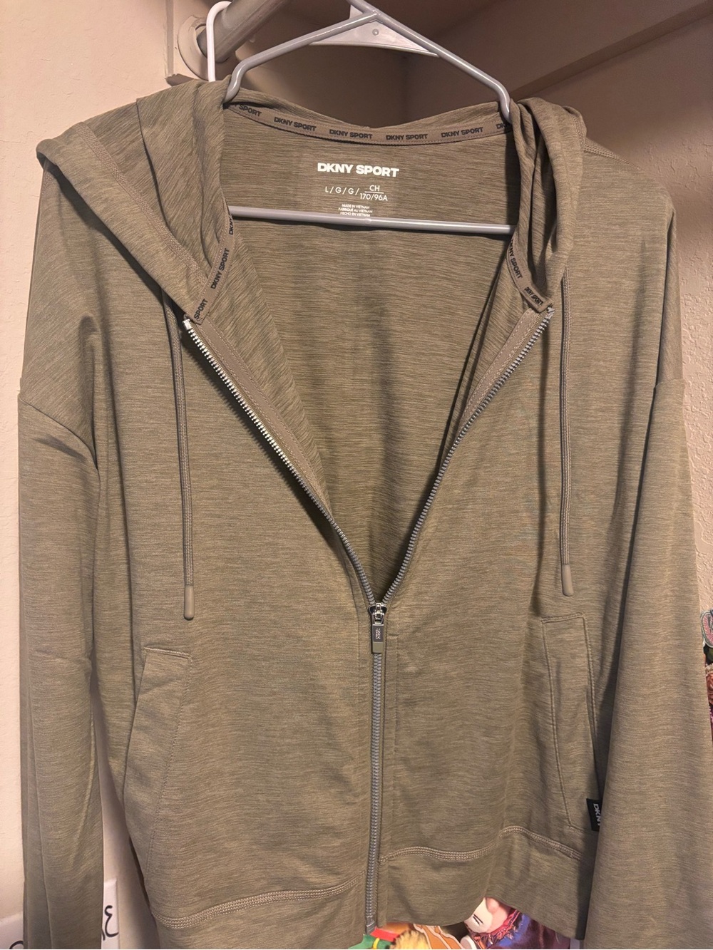 DKNY Sport Olive Green Zip-Up Hoodie
